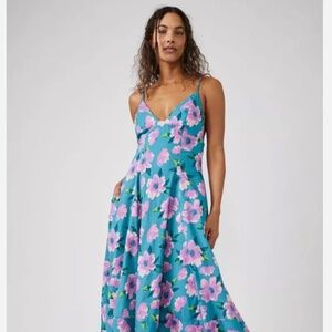 Free People Finer Things Floral Midi Dress Small New